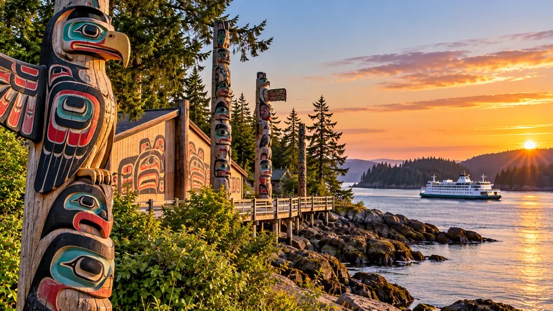 Hiker overlooking a coastal fjord in British Columbia